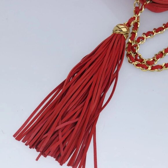 CHANEL Chain Shoulder Bag Canvas Red Gold CC Auth bs19429 - Picture 12 of 16